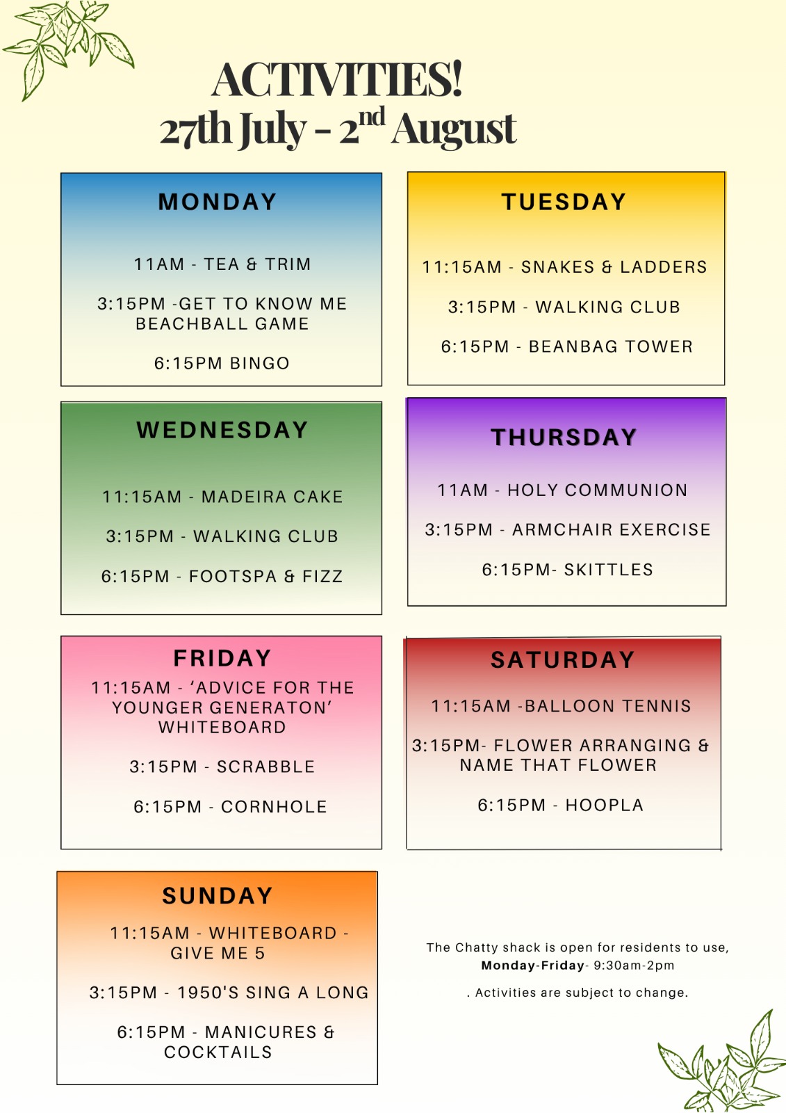 Activities Activities